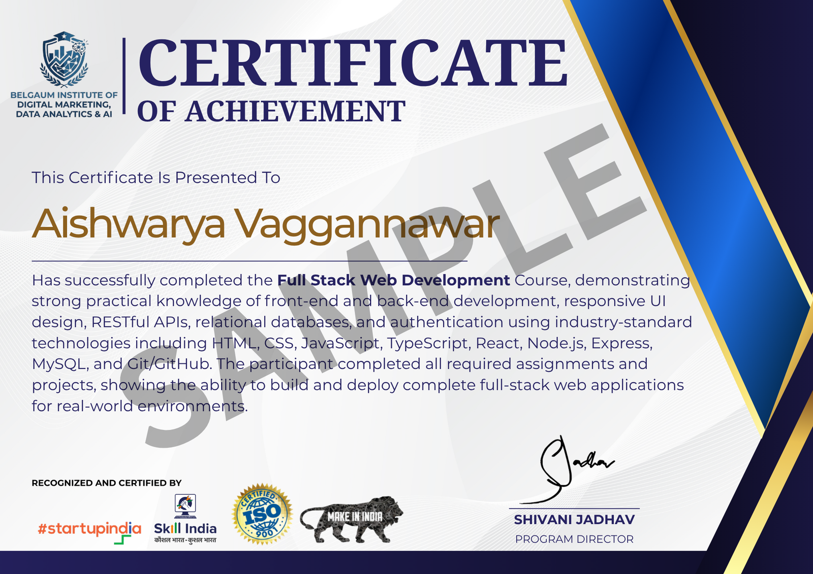 Full Stack Web Development Certificate